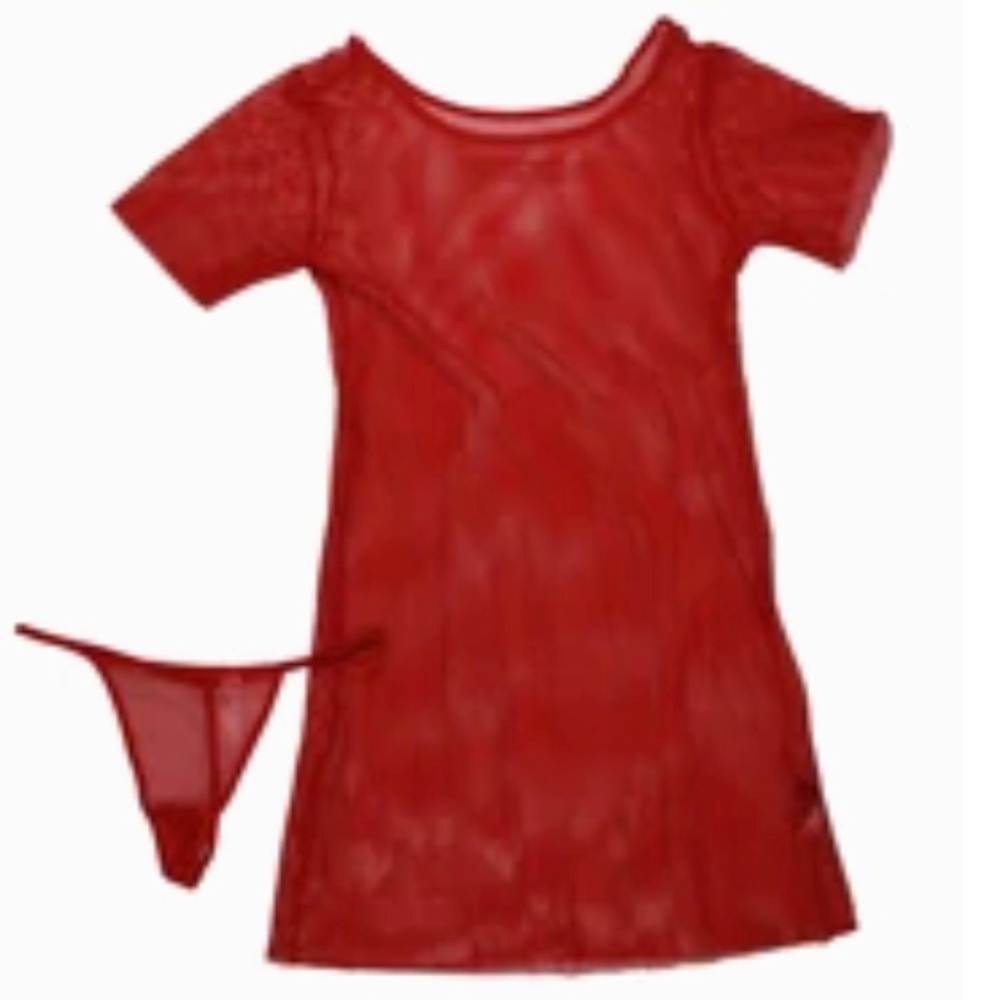 Red fishnet dress with thong sz 3X NWT